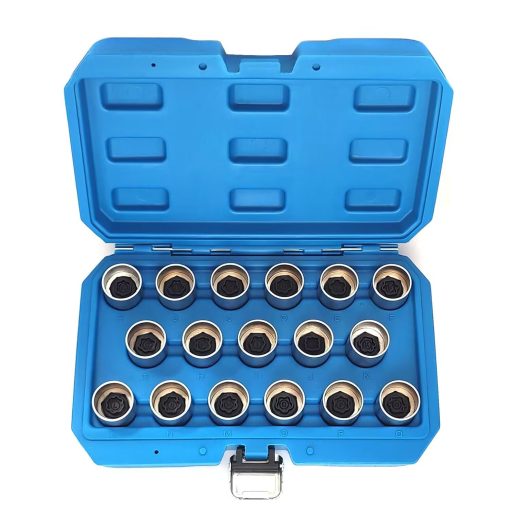 JEUCLEL 17PCS Kit de Llave de Tuerca de Bloqueo de Rueda para Land Rover, Juego de Adaptadores de Llave de Tuerca de Bloqueo de Rueda, Herramienta de Extraccion de Tuerca de Rueda Antirrobo, Removedor de Tornillos Antirrobo