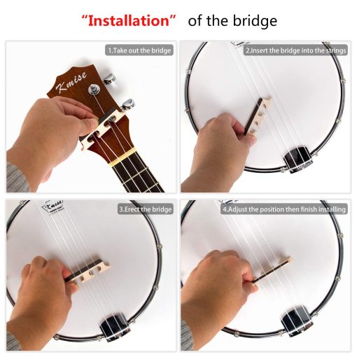 Kmise Banjolele Banjo Ukulele Uke Concerto de 4 Cuerdas Tamano 23 Pulgadas Sapele - Imagen 7