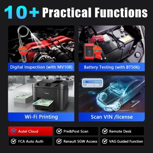 Autel Scanner MaxiPro MP900-TS, 2024 Android 11 ECU Coding Scan Tool, TPMS Scan Tool, Bi-Directional Scanner with 40+ Services, Upgraded of MP808S-TS & MS906TS, Support CAN FD/DoIP, Wi-Fi Print - Imagen 6