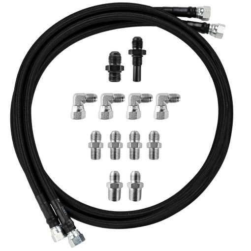 Lineas de Enfriamiento de Transmision de Repuesto para Automoviles MuRealy - Manguera Trenzada de Nylon Negra Mejorada 6AN de 70 pulgadas, Compatible con GM Chevy Ford Turbo 700R4 4L60E 4L65E 4L80E