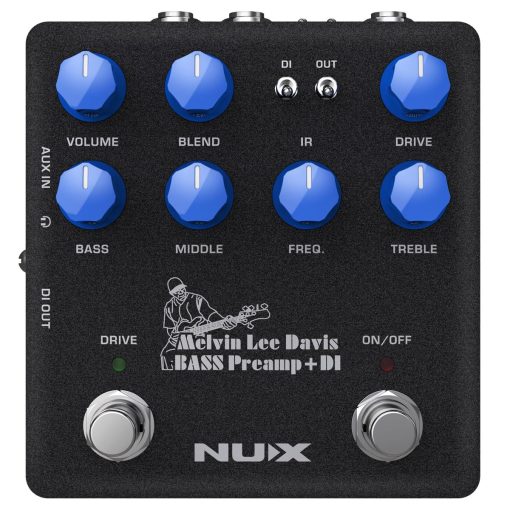 NUX Melvin Lee Davis NBP-5 Pedal de Bajo de Doble Interruptor, Preamp de Bajo, Caja DI, Cargador de Respuesta de Impulso (IR), Interfaz de Audio en Uno
