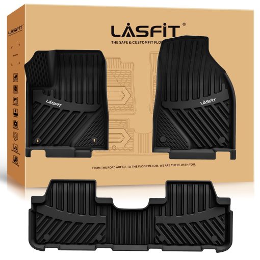 Tapetes para piso LASFIT para Toyota Highlander 2014-2019 (No valido para hibridos) Alfombrillas a medida para piso TPE delanteras y traseras para 2 filas de asientos, Negro