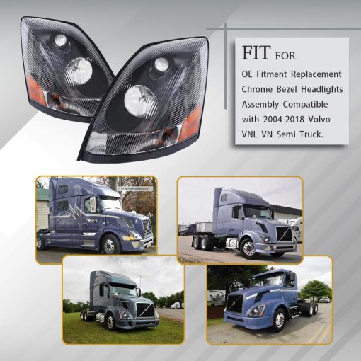 Faros Negros para Volvo Compatible con VNL 2004-2014 Lado Derecho - Imagen 5