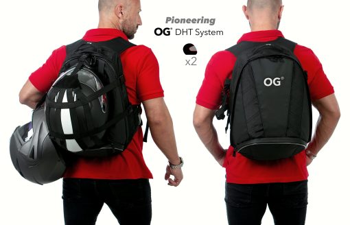 Mochila para motocicleta OG Original EZ-Rider PRO Negra Expandible 28-35L, Bolsa para casco de motocicleta, Correa para casco, Mochilas impermeables para motocicletas para hombres con bolsillo para laptop, Reflectante (Logo blanco) - Imagen 2