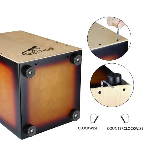 GECKO Cajon BOX Drum-Caja de percusion de madera, con cuerdas de guitarra ajustables internas, GARANTiA DE 2 AÑOS - Imagen 3