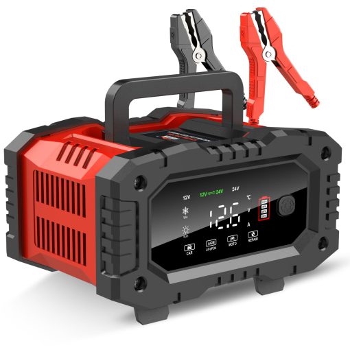 Cargador de Bateria YONHAN 20A 12V/24V LiFePO4 Plomo acido Mantenimiento Automatico de Bateria, Cargador de Bateria para Automovil con Reparacion de Bateria, Modo Invierno, para AGM, STD, Gel, Baterias de Ciclo Profundo