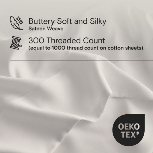 Funda de Edredon SIJO AiryWeight Tencel, 100% Lyocell Derivado de Eucalipto, Super Suave, Las Mejores Sabanas Refrescantes segun Architectural Digest (Marfil, Full/Queen 90"x90") - Imagen 3
