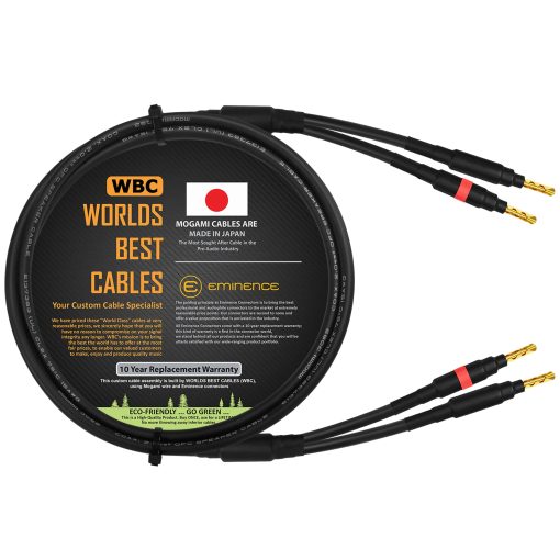 Cable de Altavoz Coaxial Audiophile de 3 Pies para Canal Central - PERSONALIZADO hecho con cable Mogami 3082 y conectores Banana enchapados en Oro de Eminence (2 conectores en cada extremo)