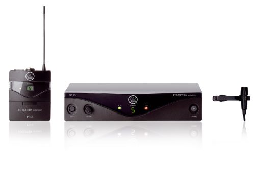 Sistema de Microfono Inalambrico AKG Pro Audio Perception con Receptor Estacionario SR45, Transmisor de Bolsillo PT45 y Microfono Lavalier CK99 - Set de Presentador (3249H00010)