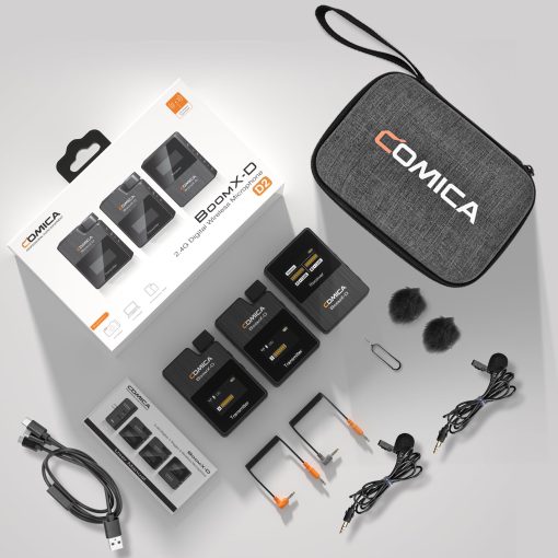 Sistema de Microfono Inalambrico Comica BoomX-D2 para Camaras, Videocamaras, Telefonos Inteligentes, Portatiles, Microfono Lavalier Inalambrico Compacto con Grabacion de Doble Canal, Reduccion de Ruido, Baja Latencia - Imagen 8