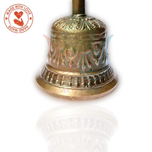 Campana de Mano Solida y Resistente Vintage con Bolsa, Budista Tibetana para Meditacion, para Oracion, para Cena, Dulce Campana Melodica de Boda, Llamada de Servicio, Campana Escolar, 5 pulgadas de Alto - Imagen 6