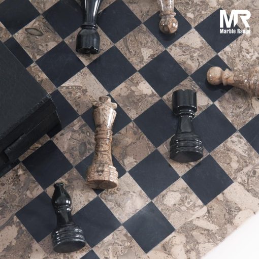 Juego de Ajedrez de Marmol de 15" Pulgadas Hecho a Mano para la Familia, Juego de Ajedrez de Marmol Oceanico y Negro con Caja de Almacenamiento - Juego de Ajedrez para la Decoracion del Hogar - Imagen 2