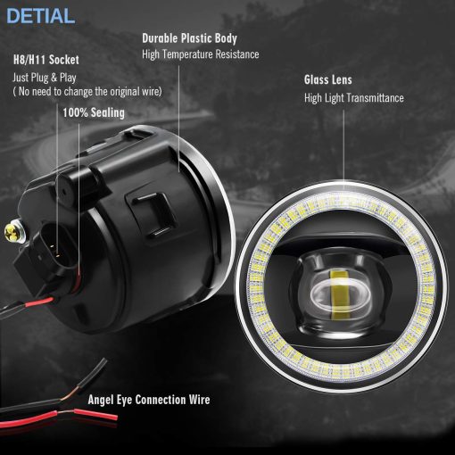 Luz de Niebla 2en1 con Ojo de angel, Lampara LED Mejorada con Anillo Halo DRL para Nissan 2011-2013 Rogue, 2007-2011 Versa, 2009-2014 Murano Z51, 2011-2014 Juke, 2009-2014 Cube Z12, 2010-2013 Infiniti G37 - Imagen 3