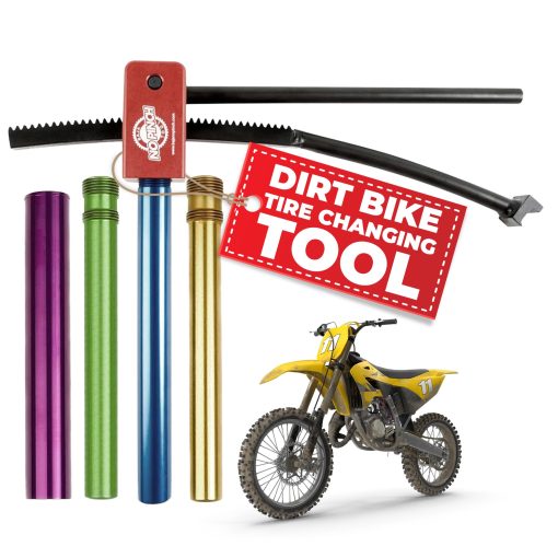 Kit Ultimate BAJA NO PINCH, Herramienta Compacta para Cambiar Neumaticos de Motocross y Motos de Tierra - Monta Neumaticos Sin Pinchar Tubos - Incluye Mangas para Ejes de 15mm, 17mm, 20mm, 25mm - Funciona en Llantas de 16-21 Pulgadas