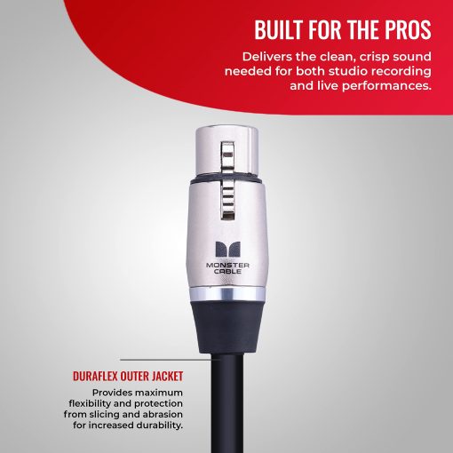 Cable de Microfono Monster Cable Prolink Performer 600. Cable XLR de 30 pies. Cables XLR personalizados. Cable de Microfono XLR con Chaqueta de Microfibra Dielectric Duraflex. - Imagen 2