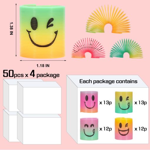 AZEN 200 Pcs Mini Spring Party Favors para Ninos 3-5 4-8, Rellenos de Bolsas de Regalo para Fiestas de Cumpleanos, Premios de Clase, Regalos Pequenos para Juguetes a Granel (4 Sonrisas) - Imagen 4