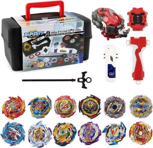 Set de Juguetes de Peonzas Bey Battle Burst Gyro Blade con Caja Portatil - 12 Peonzas y 2 Lanzadores de Dos Vias - Juego de Ataque de Fusion Metalica - Regalo para Ninos y Ninas - Imagen 2
