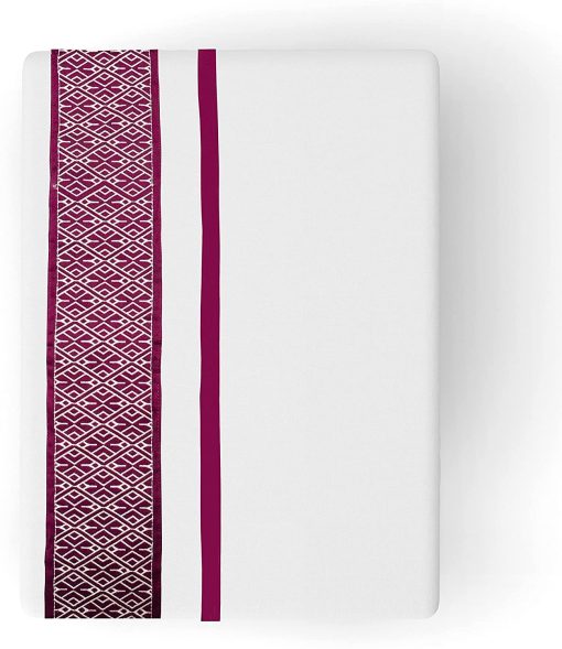 Juego de Sabanas Minor Monkey Queen 1000 Hilos 100% Algodon Egipcio 4 Piezas Blanco Bordado Burdeos Sabanas y Fundas de Almohada de Calidad Hotelera Extra Suave - Juegos de Sabanas Queen con Bolsillo Profundo de hasta 16" - Imagen 3