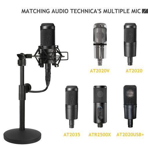 Soporte de microfono de escritorio AT2020, Soporte de microfono de mesa ajustable con montura de choque para microfono de estudio de condensador Audio Technica AT2020 AT2020USB+ AT2035 ATR2500 por Frgyee - Imagen 4