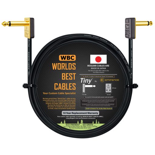Cable de 5 pies hechos a medida WORLDS BEST CABLES para pedal, efectos, parche, instrumento utilizando cable Mogami 2319 y conectores TS chapados en oro Eminence Tiny angulados