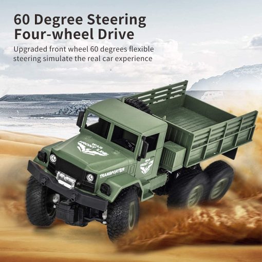 Camion Militar RC XINGRUI con 50 Minutos de Juego, Coche de Control Remoto JJRC Q69 Todoterreno 2.4Ghz 4WD 1:18 Escala Vehiculo de Juguete para Ninos Regalo de Nino - Imagen 2
