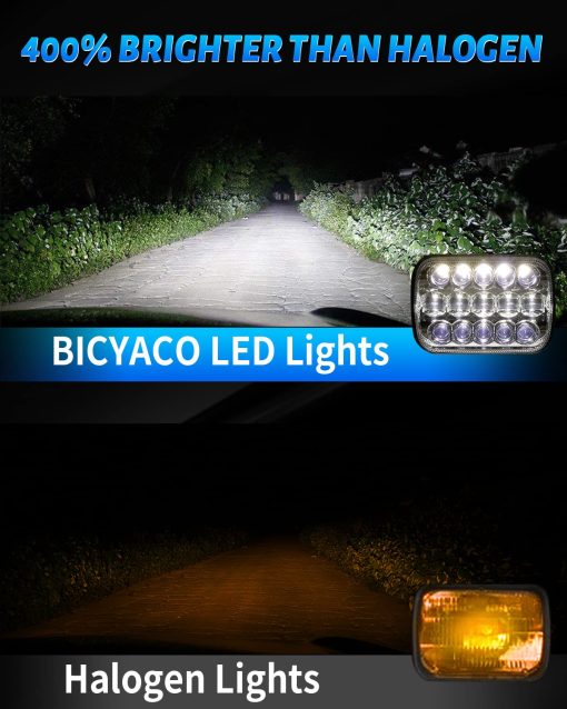 Faros LED BICYACO DOT 110W 5x7 7x6 Pulgadas Alto / Bajo Sellado con Ensamblaje de Haz Compatible con Jeep Wrangler YJ Cherokee XJ Kenworth T300 1997-2010 Enchufe H4 Cromo - Imagen 4
