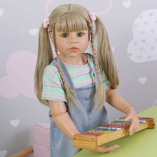 Muneca Realista de Muneca Renacida de Nina con Cabello Largo Rubio de 39 Pulgadas de Altura de Cuerpo Completo de Vinilo con Articulaciones de Bolas - Imagen 3