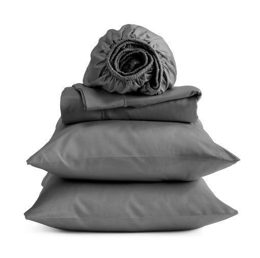 Juego de sabanas 100% algodon egipcio | 400 hilos - Sabanas y fundas | Bolsillo profundo que se ajusta a colchones de hasta 18" | Talla King - Gris oscuro - 4 piezas | Algodon egipcio certificado | Delta del Nilo Coll.