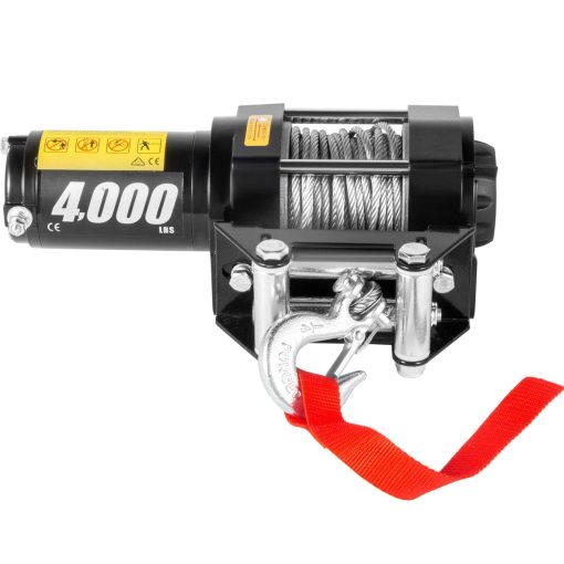 CXRCY 12V 4000 lbs Kits de Winche Electrico con Cuerda de Acero de 3/16"(4.7mm) de Diametro x 32.8'(10m) de Longitud para ATV/UTV para Remolcar Off Road con Control Remoto Inalambrico y Soporte de Montaje - Imagen 2