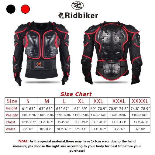 Chaqueta Protectora para Motocicleta RIDBIKER con Armadura Completa Desmontable para Competicion de Motocross Espalda Pecho Camisa de Proteccion (Rojo, S) - Imagen 2