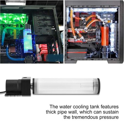 Diyeeni 19W 12v CPU Agua Enfriamiento Bomba Deposito DIY Combo, Bomba de Agua 800L/H, Puerto de Rosca G 1/4", Herramienta de Intercambiador de Calor del Sistema de Enfriamiento de Agua de la CPU de PC, Material Acrilico Transparente, Facil Instalacion (210mm) - Imagen 3