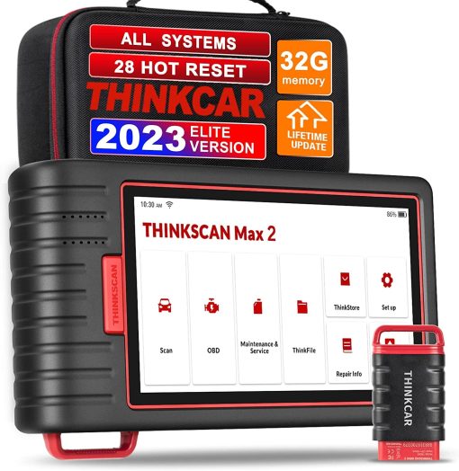 Thinkcar Escaner OBD2 Inalambrico, Thinkscan Max2 Actualizacion Gratuita de por Vida Herramienta de Diagnostico con Protocolo CAN-FD, Diagnostico de Todos los Sistemas y 28+ Reinicios, Sangrado de Inmovilizador/ABS/Aprendizaje del Cigüenal