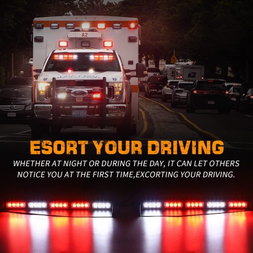 Luces de Emergencia para Visera XRIDONSEN de 34 pulgadas 40 LED Rojo Blanco Luces Estroboscopicas Interiores de Parabrisas Advertencia parpadeante para Vehiculos de Bomberos Voluntarios Camiones - Imagen 2