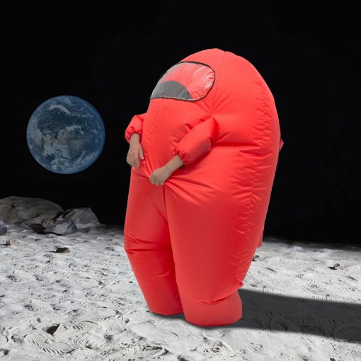 Disfraz de astronauta inflable Timisea disfraz divertido de Halloween Traje espacial de fiesta Juego de caretas de la escuela (Azul, Ninos (100-155cm)) - Imagen 6