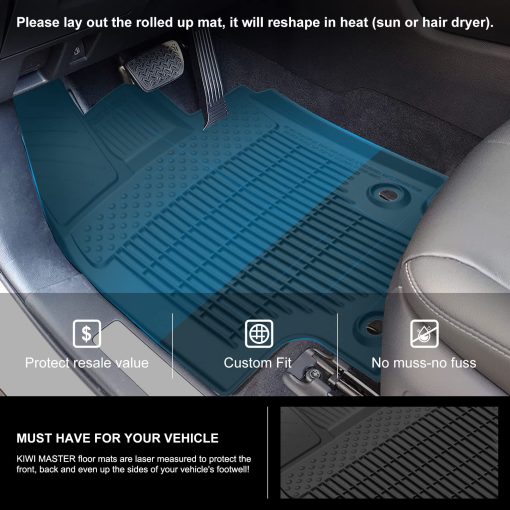 Tapetes KIWI MASTER Compatibles con Toyota Highlander 2020-2024 Accesorios Reemplace OEM PT908-48200-20 Alfombrillas a Medida Frontales y Traseras y para 3ra Fila TPE Negro - Imagen 2