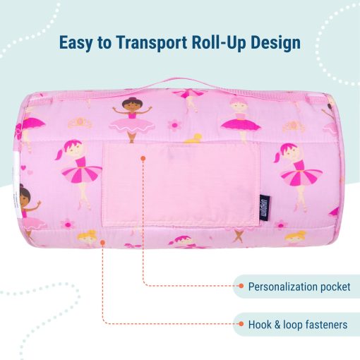 Wildkin Original Nap Mat con Almohada Reutilizable para Ninos y Ninas, Perfecto para Colchoneta de Dormir de Primaria, Caracteristicas de Cierre de Gancho y Bucle, Materiales de Mezcla de Algodon Suave Colchoneta para Ninos (Ballerina) - Imagen 4