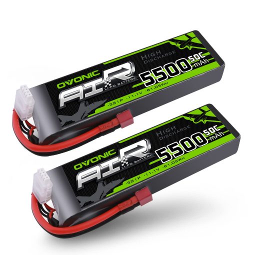Bateria Lipo OVONIC 3s 50C 5500mAh 11.1V con Conector Dean-Style T para Avion RC Quadcopter Helicoptero FPV Drone (Paquete de 2)