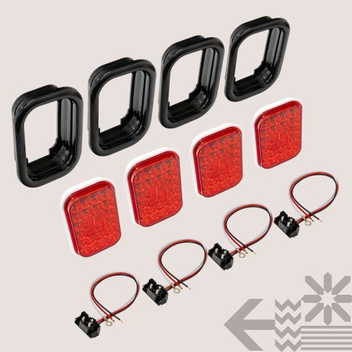 TRUE MODS 4pc Kit de Luces Traseras LED Rectangulares Rojas 5" x 3" para Remolques [DOT FMVSS 108] [SAE I6 P2 S2 (3) T] [Grommets/Plugs] [Sumergibles] [Freno de Parada Giro Luces Traseras] [24 LED] para Remolque de 80" de Ancho - Imagen 8