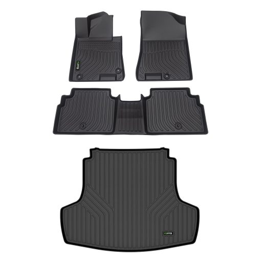 Juego de tapetes y revestimiento de carga HAFIDI? para Kia K5 2021-2025 (solo modelos FWD) & Hyundai Sonata 2020-2024 y Sonata Hybrid Todos los climas TPE Antideslizante Juego completo de tapetes para autos Accesorios personalizados - Negro