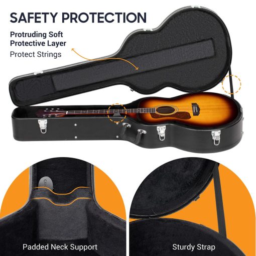 Estuche Rigido para Guitarra Acustica CAHAYA de 42 Pulgadas con Llave Antigolpes Impermeable Bolsa de Viaje para Guitarra de Aire CY0241 - Imagen 5