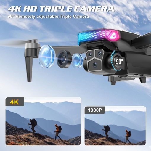 Drones con Camara Brushless para Adultos Camara 4k 2 Baterias Drone RC Quadcopter para Principiantes Ninos Adultos Regalos para Ninos y Ninas - Imagen 3