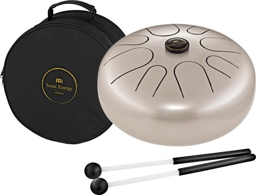 Meinl Sonic Energy Steel Tongue Drum 8 Notes 16 pulgadas con Mazos, Bolsa - Instrumento de Sanacion Sonora para Educacion Musical, Meditacion, ASMR, Yoga