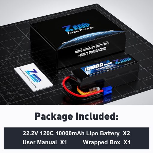 Bateria Lipo Zeee de 6S 10000mAh 22.2V 120C Pack Blando con Conector EC5 y Placas Metalicas para Coche RC Camion Desierto Carreras Tanque Pasatiempos RC (2 Pack) - Imagen 6