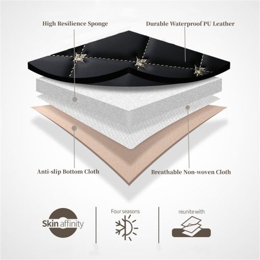 ANKIV Juego Completo para 5 Asientos Fundas de Asiento de Coche Universales de Cuero Transpirable, Impermeables y Antideslizantes para Sedan SUV Pickup Truck (Negro, Juego Completo 5 asientos) - Imagen 6