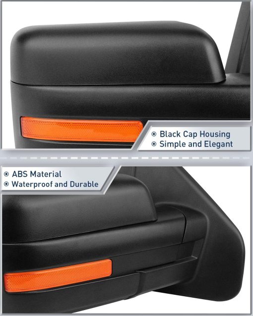 Espejos de remolque ECCPP para Ford F-150 2004-2014 con ajuste electrico y calefaccion ADP11643601S - Imagen 5