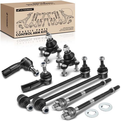 Conjunto de 8 piezas A-Premium, Barra estabilizadora delantera, Junta de la rotula inferior, Extremo de la barra de acoplamiento interno y externo, Compatible con Volkswagen Jetta 08-18, Golf 10-14, Eos 07-16, GTI 06-14, Rabbit 06-09, R32 08, Audi A3 06-09