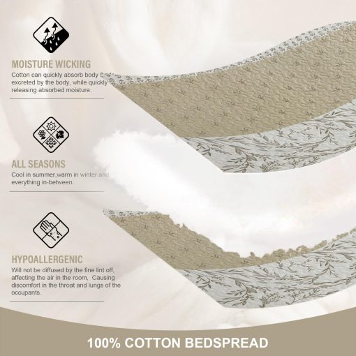 Colcha de Cama Queen de Algodon Oversized FineStichery 120"x102", Juego de Colcha a Rayas Marron Beige con Fundas de Almohada, Ligero y Reversible, Todas las Estaciones, 3 Piezas - Imagen 5