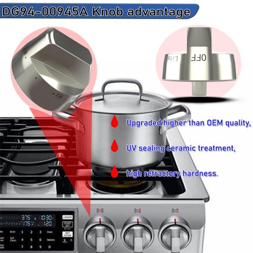 Perillas de Control de cocina mejoradas DG94-00945A para cocina a gas de kitchenaid - Reemplazo de diales? Se ajustan a la parte superior de la gama de gas Samsung - Piezas de superficie de repuesto - Perillas de quemador para horno Samsung, AP5957989 4011502 PS10067150 EAP10067150 (4PCS) - Imagen 6