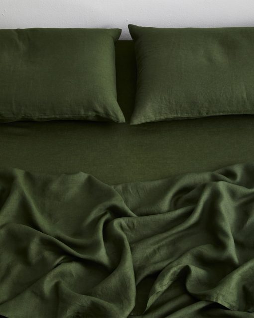 Sabana Ajustable de Lino Bed Threads - 100% Lino Frances - 170 GSM - Lujo y Eco-Amigable - Transpirable, Duradero y Suave - Sabana Ajustable Individual - Lavable a Maquina - Twin XL - Oliva - Imagen 4