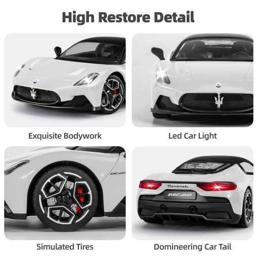 Coche de control remoto MIEBELY Maserati, Puerta abatible Coche de juguete a escala 1:12 7.4V 900mAh Coches Rc rapidos con luz led Modelo de coche para adultos Ninos Ninas Ideas de regalo de cumpleanos (Blanco) - Imagen 3